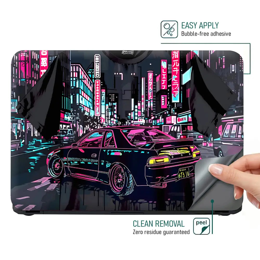 Cyberpunk City Drive Laptop Skin - View 4