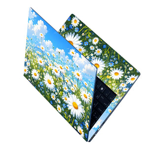 Daisy Field Blue Sky Clouds Laptop Skin - View 2