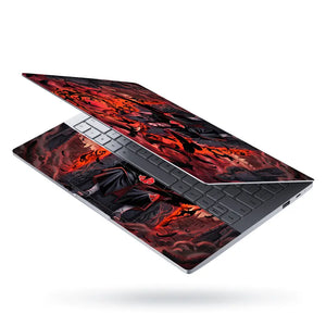 Dark Anime Character Surrounded By Crows Laptop Skin - View 3