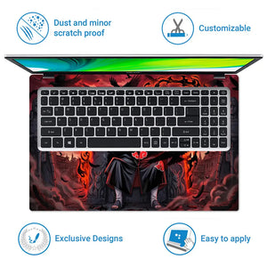 Dark Anime Character Surrounded By Crows Laptop Skin - View 5