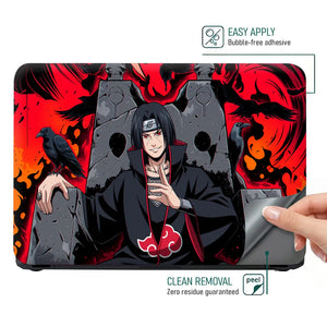 Dark Anime Villain With Crows And Flames Laptop Skin - View 4