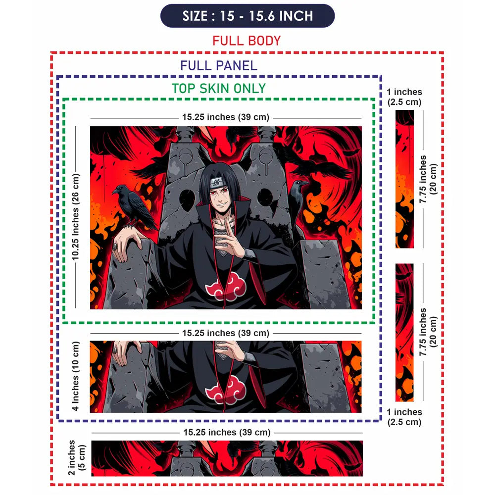 Dark Anime Villain With Crows And Flames Laptop Skin - View 8