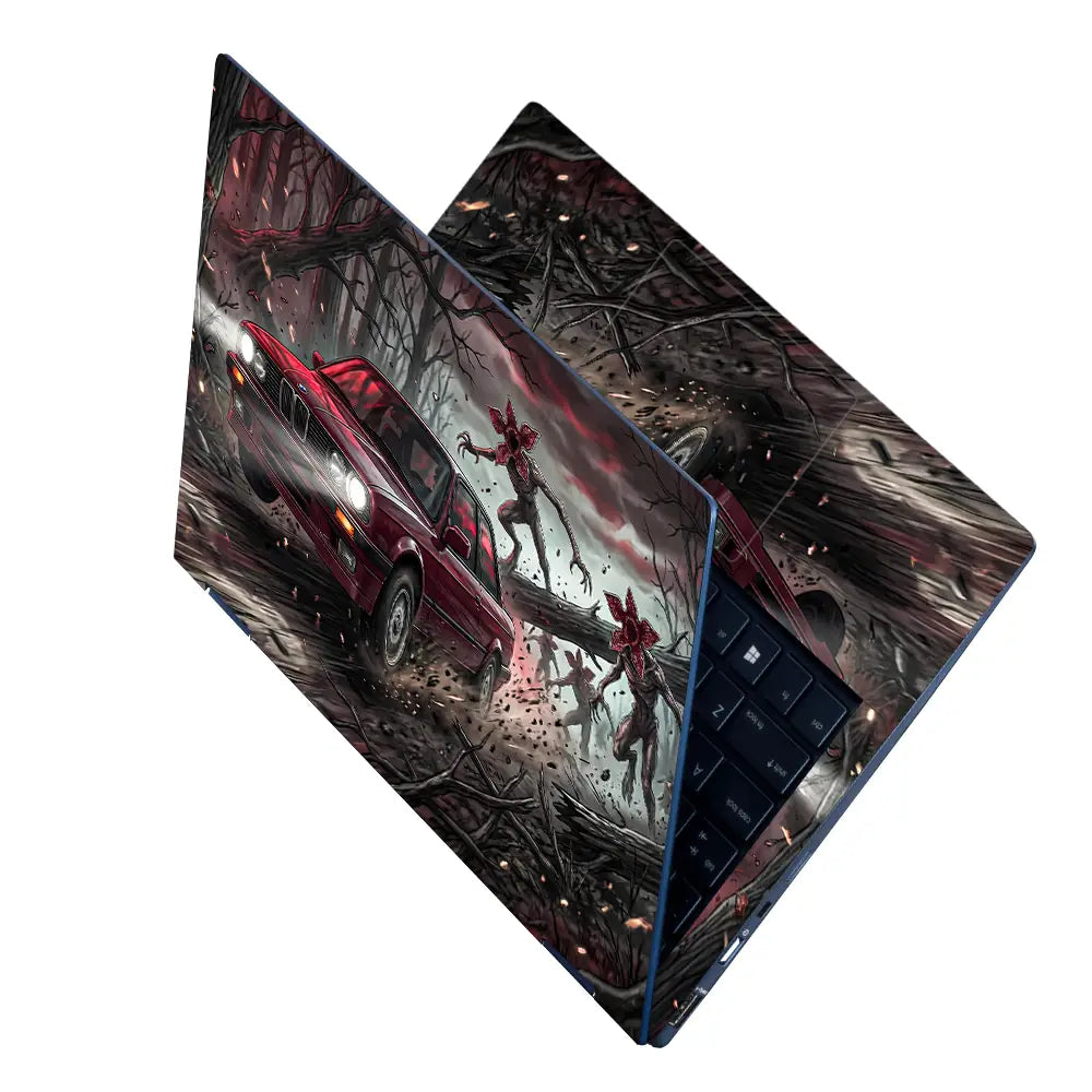 Dark Fantasy Car Chase In Forest Laptop Skin - View 2