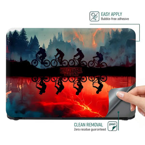 Dark Retro Biking Adventure Reflection Laptop Skin - View 4