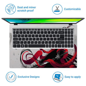 Dark Samurai Warrior With Red Ribbons Laptop Skin - View 5