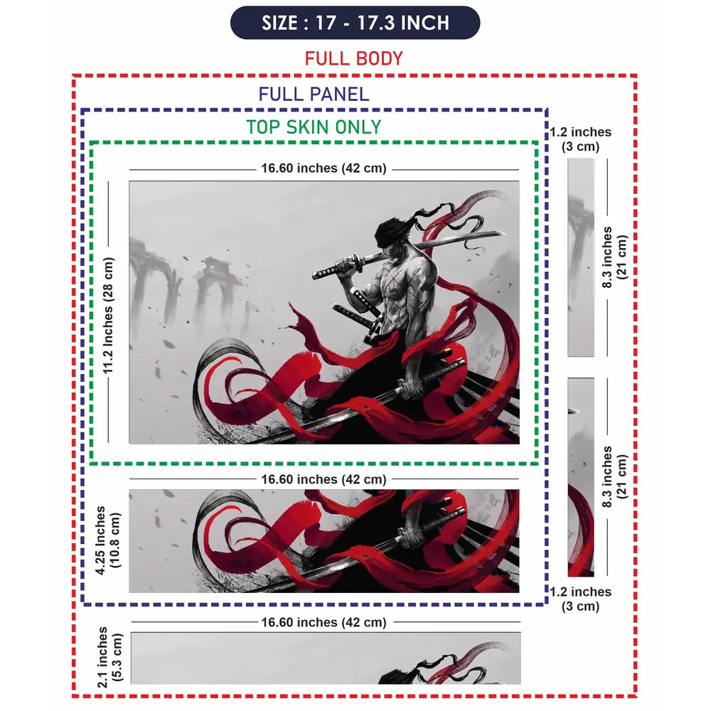 Dark Samurai Warrior With Red Ribbons Laptop Skin - View 9