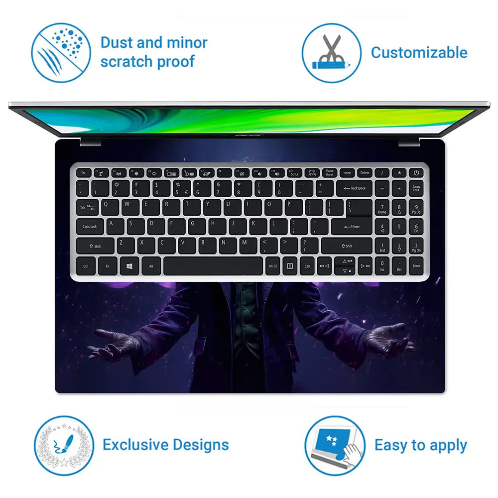 Dark Superhero Joker Mysterious Mood Laptop Skin - View 5