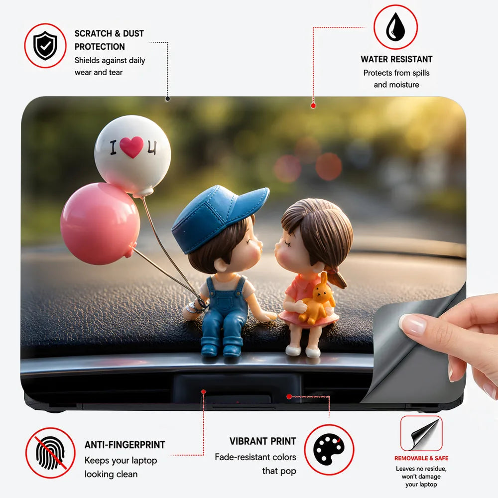 Dashboard Couple I Love You Balloons Laptop Skin - View 4