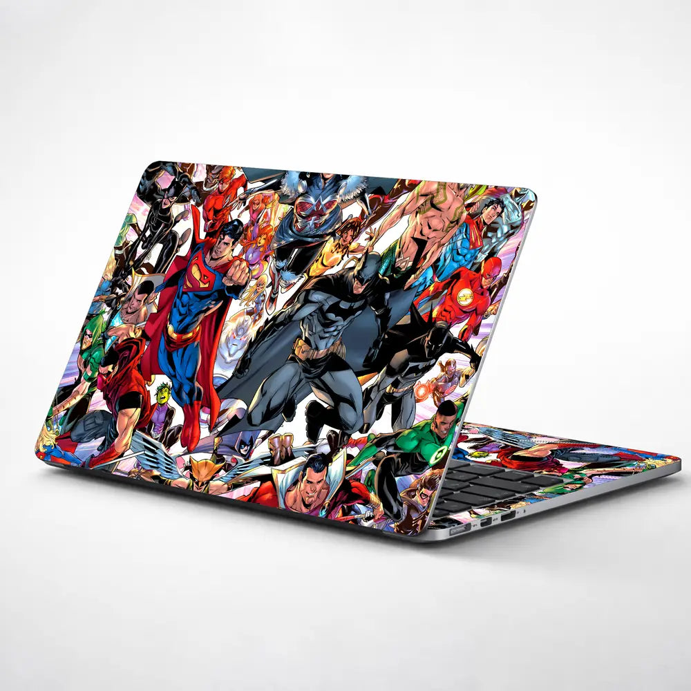 DC Comics Heroes Collage Action Laptop Skin - View 1