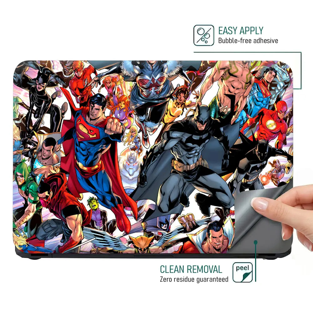 DC Comics Heroes Collage Action Laptop Skin - View 4