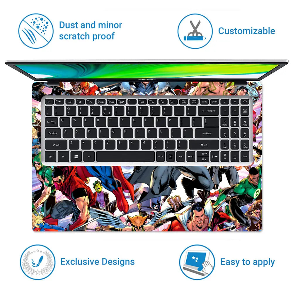 DC Comics Heroes Collage Action Laptop Skin - View 5