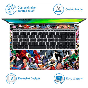 DC Comics Heroes Collage Action Laptop Skin - View 5