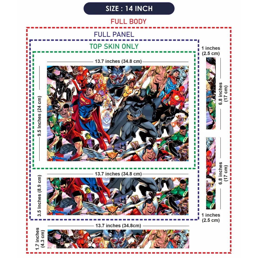 DC Comics Heroes Collage Action Laptop Skin - View 7
