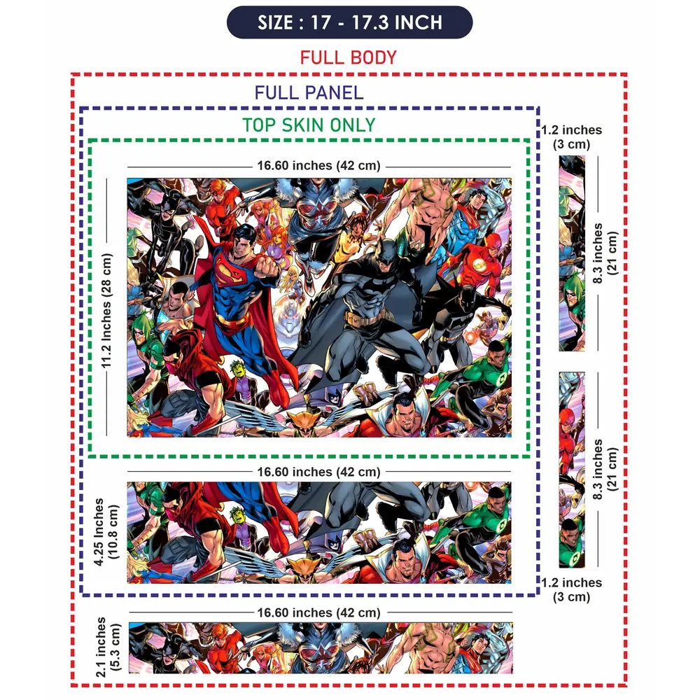 DC Comics Heroes Collage Action Laptop Skin - View 9