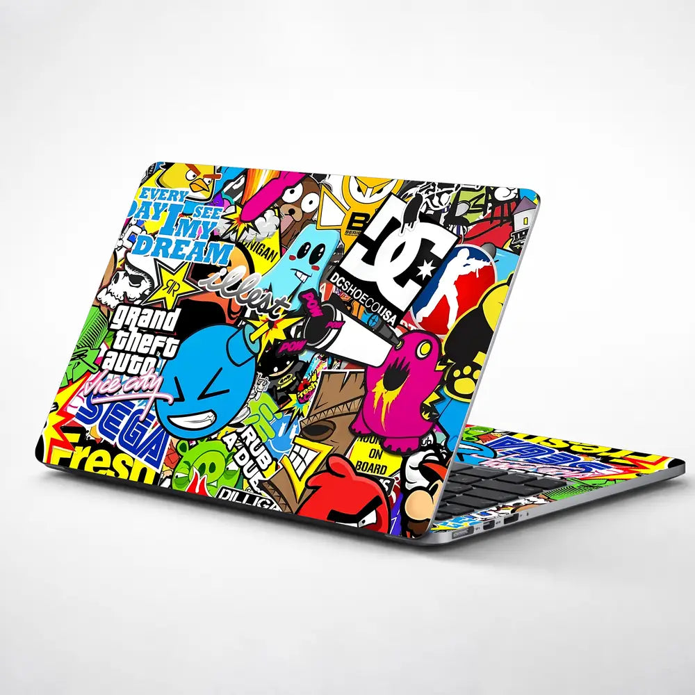 DC Sticker Bomb Laptop Skin - View 1