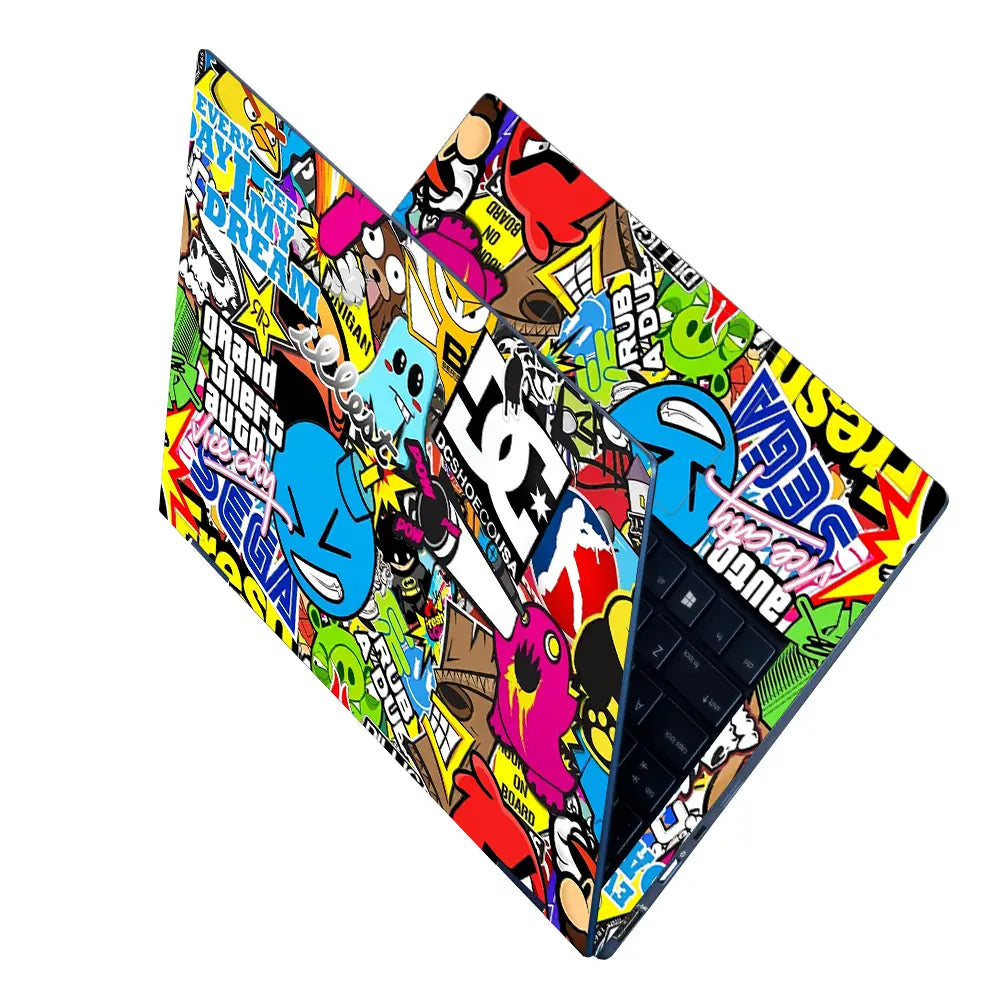 DC Sticker Bomb Laptop Skin - View 2