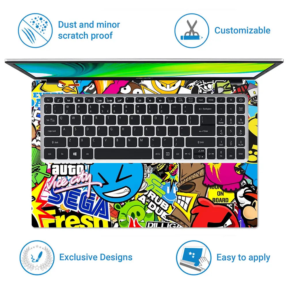 DC Sticker Bomb Laptop Skin - View 5