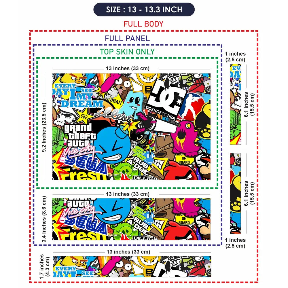 DC Sticker Bomb Laptop Skin - View 6