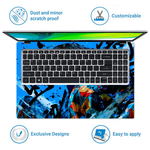 Demon Slayer Blue Ink Grunge Laptop Skin - View 5