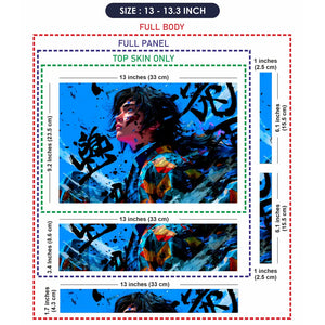 Demon Slayer Blue Ink Grunge Laptop Skin - View 6