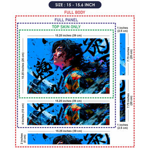 Demon Slayer Blue Ink Grunge Laptop Skin - View 8