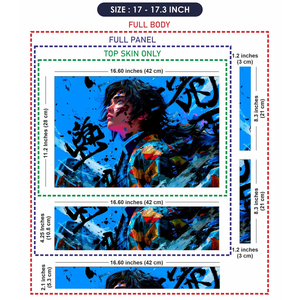 Demon Slayer Blue Ink Grunge Laptop Skin - View 9