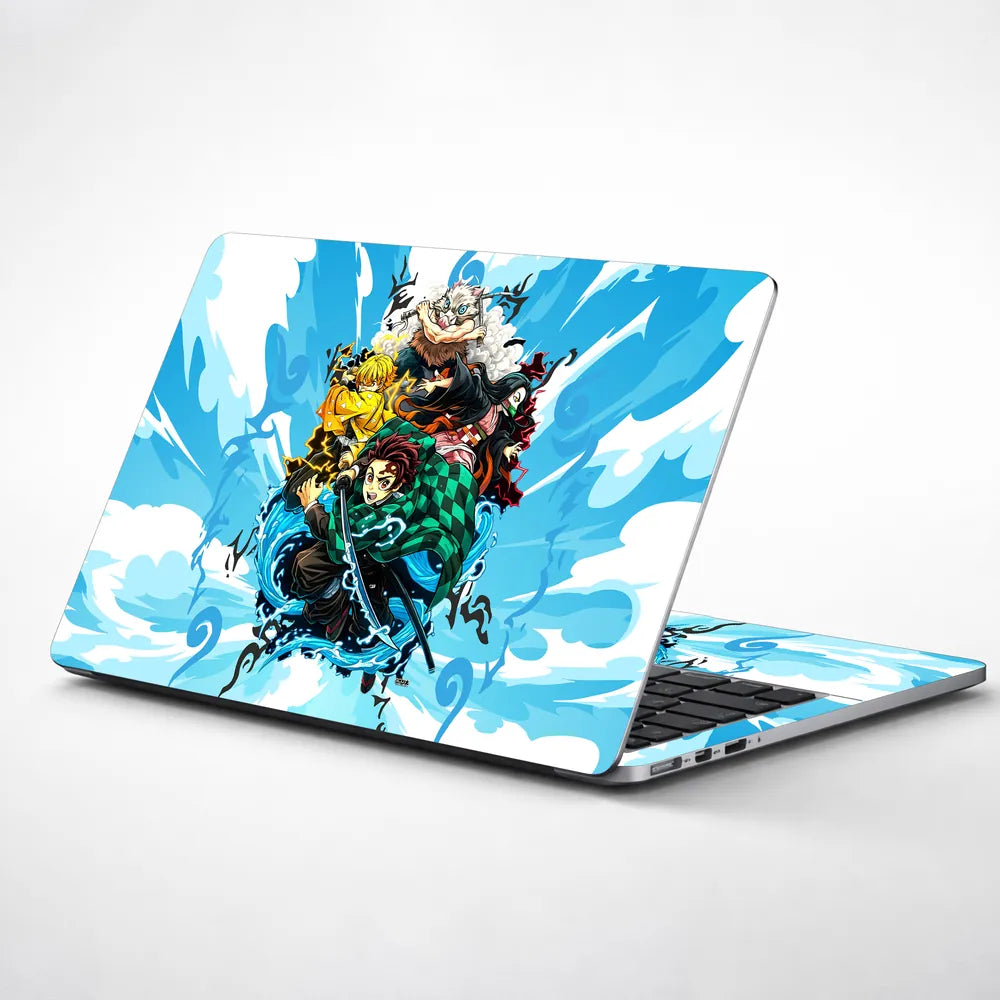 Demon Slayer Main Quartet Water Splash Laptop Skin - View 1