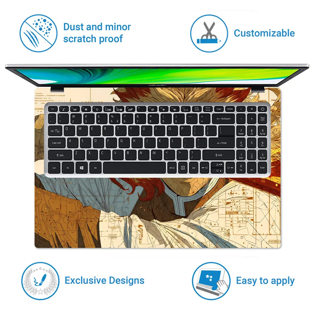 Demon Slayer Rengoku Fire Sword Art Laptop Skin - View 5