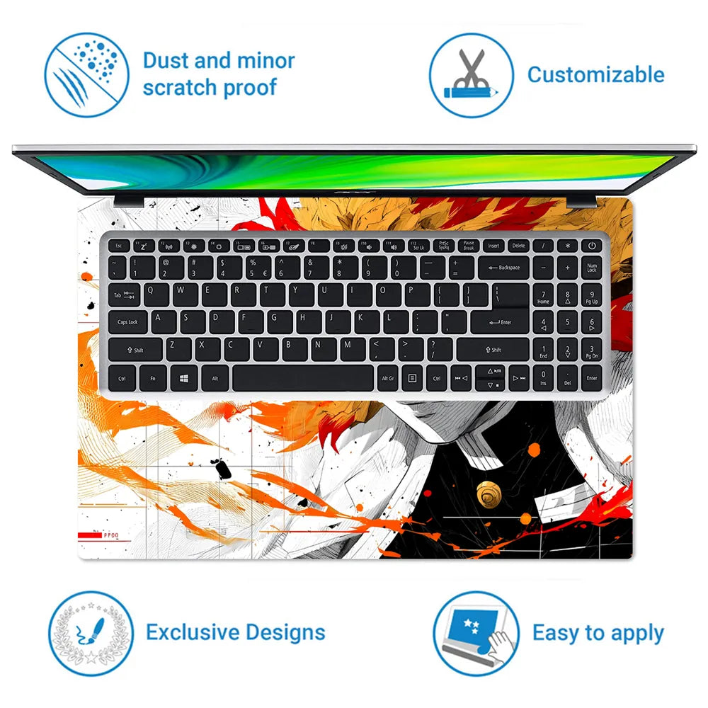 Demon Slayer Rengoku Flame Hashira Laptop Skin - View 5