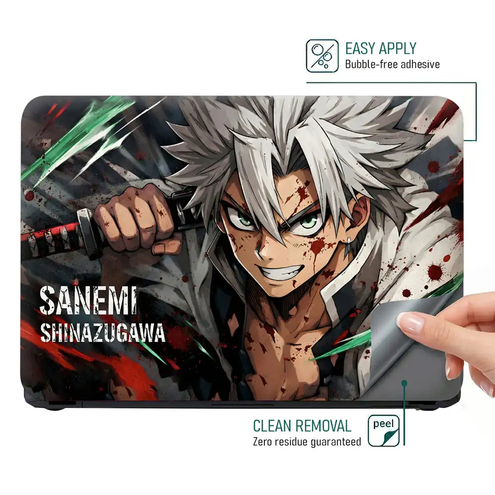 Demon Slayer Sanemi Battle Close Laptop Skin - View 4