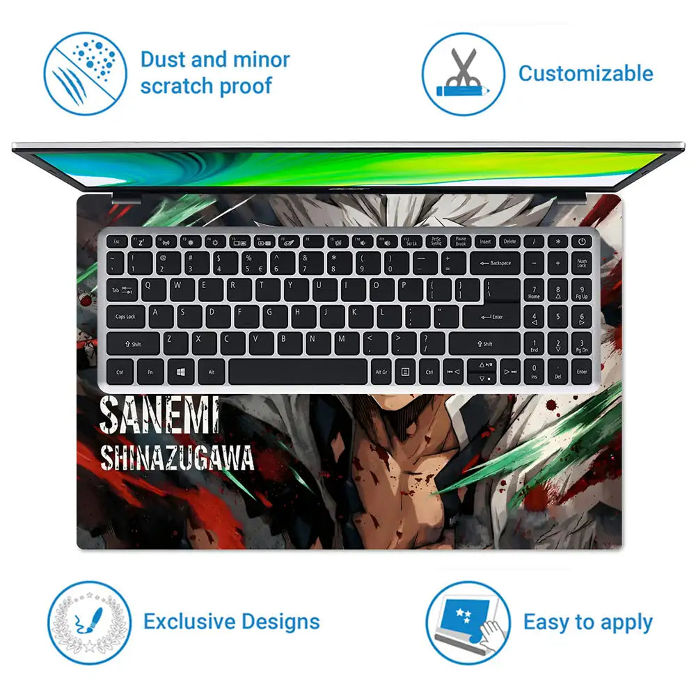 Demon Slayer Sanemi Battle Close Laptop Skin - View 5