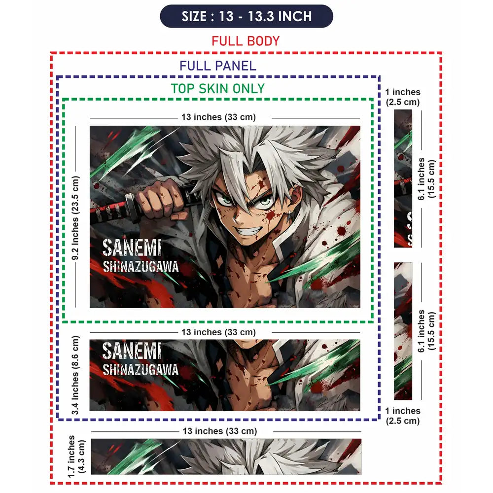 Demon Slayer Sanemi Battle Close Laptop Skin - View 6