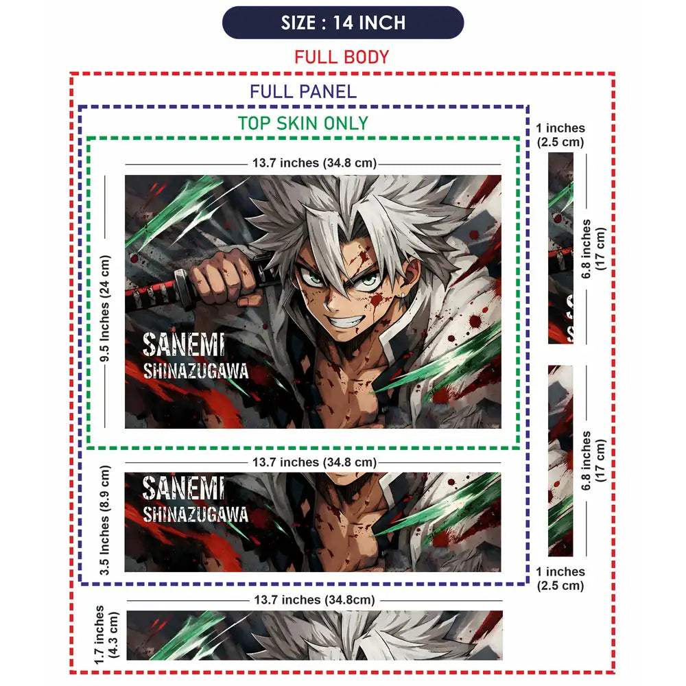 Demon Slayer Sanemi Battle Close Laptop Skin - View 7