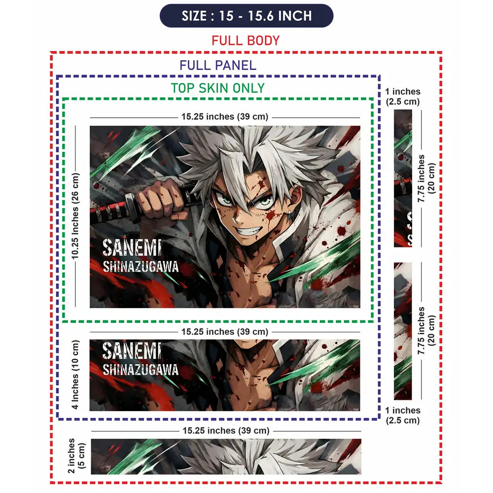Demon Slayer Sanemi Battle Close Laptop Skin - View 8