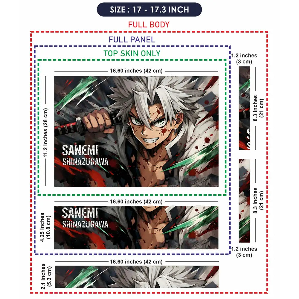 Demon Slayer Sanemi Battle Close Laptop Skin - View 9