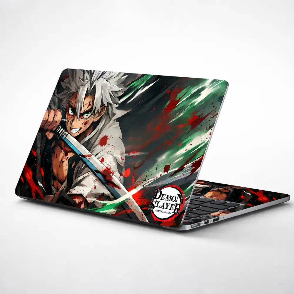 Demon Slayer Sanemi Battle Rage Laptop Skin - View 1