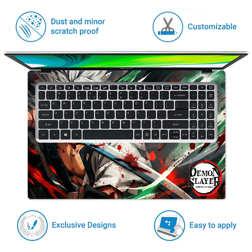 Demon Slayer Sanemi Battle Rage Laptop Skin - View 5