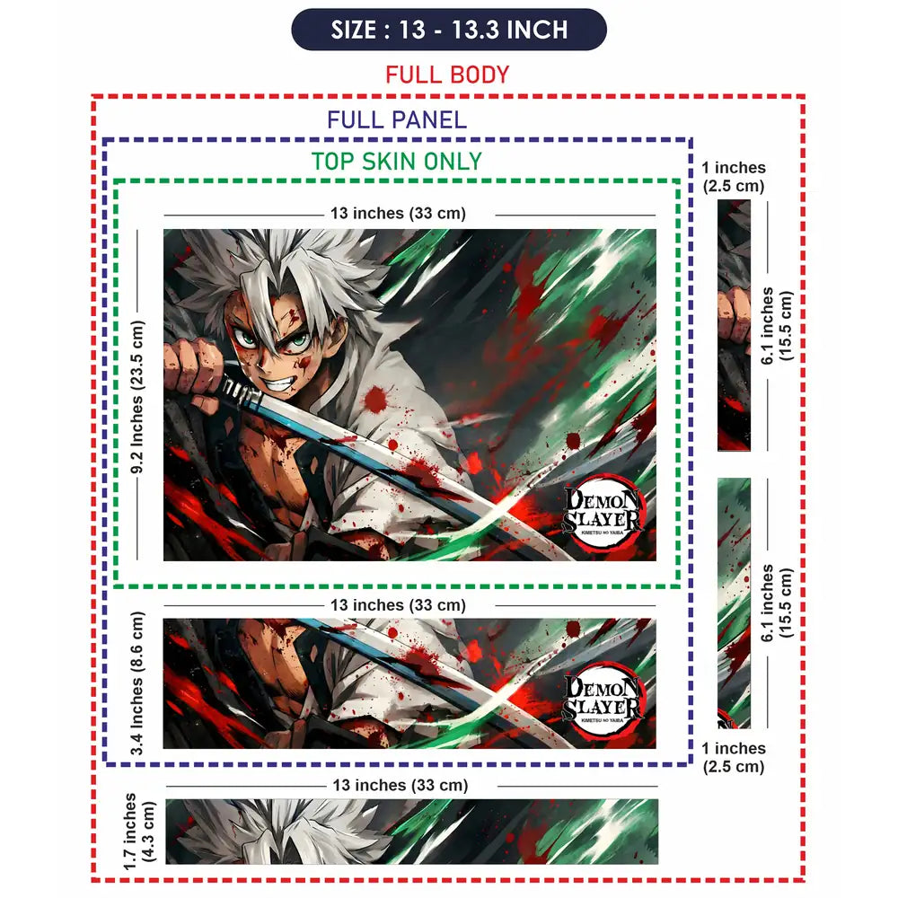Demon Slayer Sanemi Battle Rage Laptop Skin - View 6