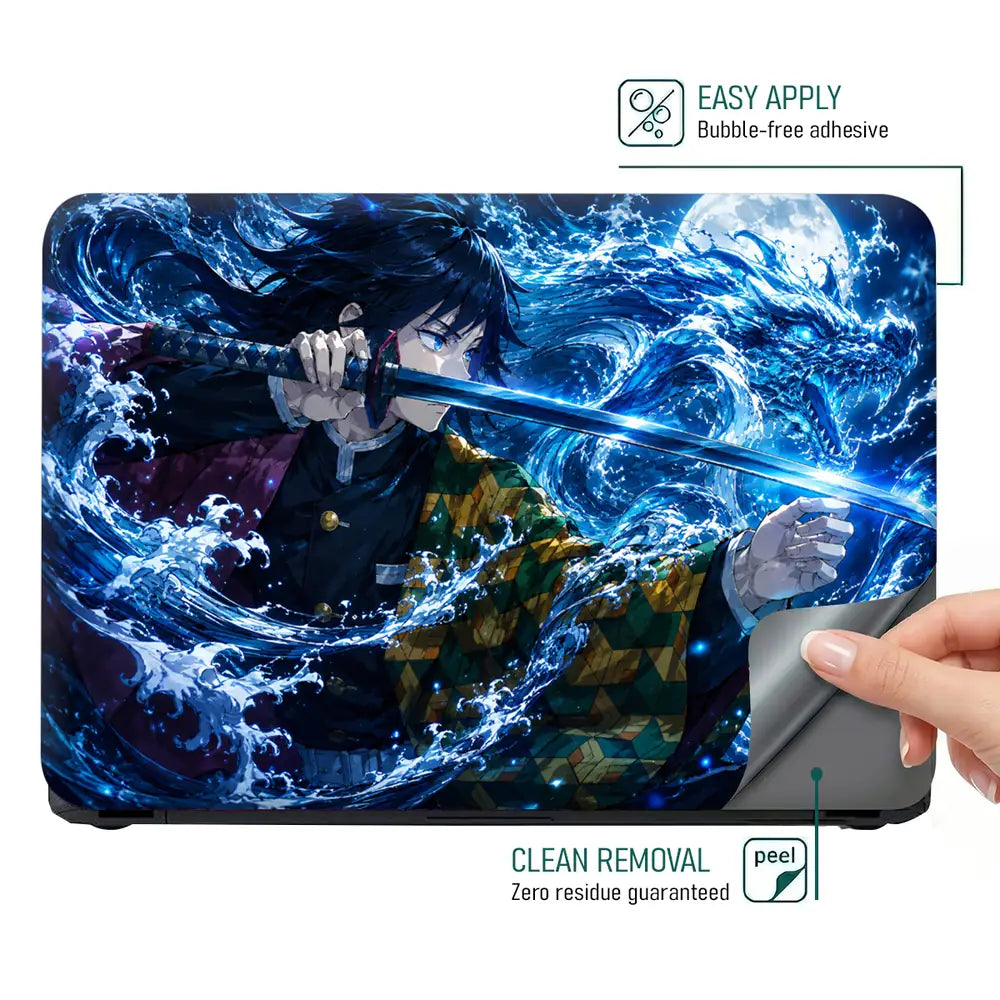 Demon Slayer Tomioka Water Laptop Skin - View 4