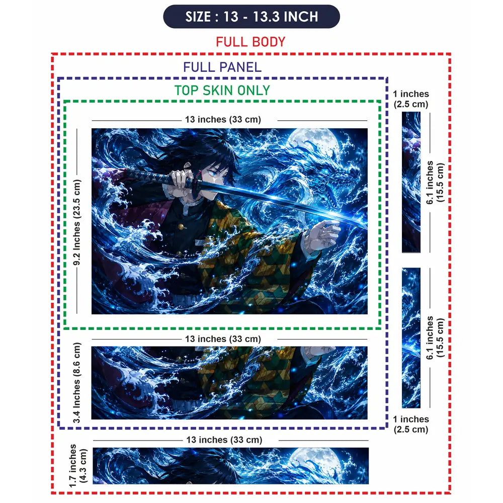 Demon Slayer Tomioka Water Laptop Skin - View 6