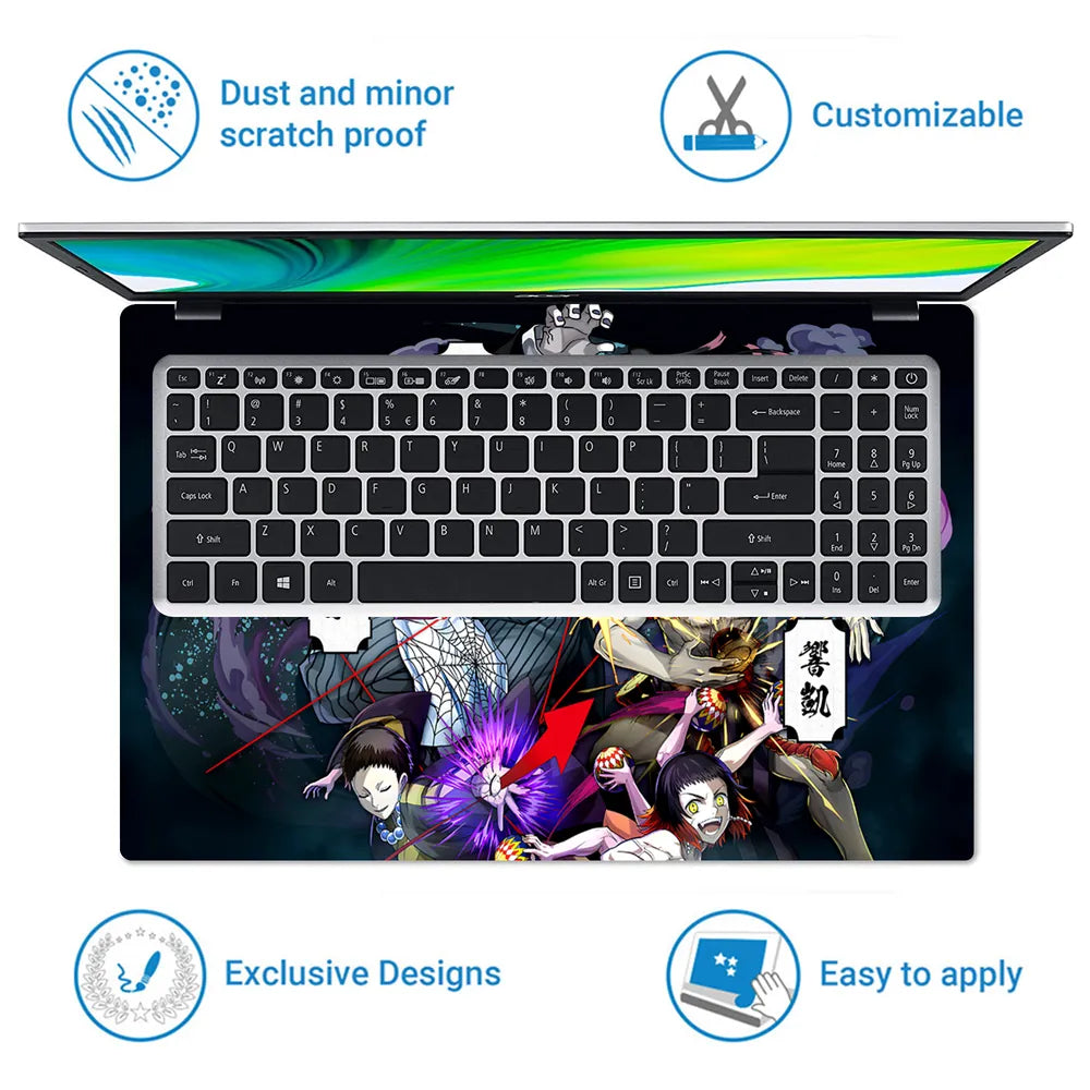 Demon Slayer Upper Rank Demon Vortex Laptop Skin - View 5