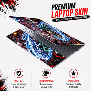 Demon Slayer Water Breathing Clash Laptop Skin - View 3
