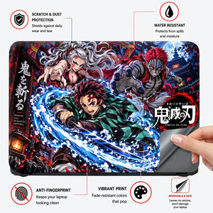 Demon Slayer Water Breathing Clash Laptop Skin - View 4