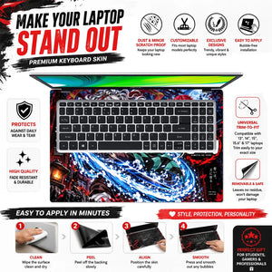 Demon Slayer Water Breathing Clash Laptop Skin - View 5