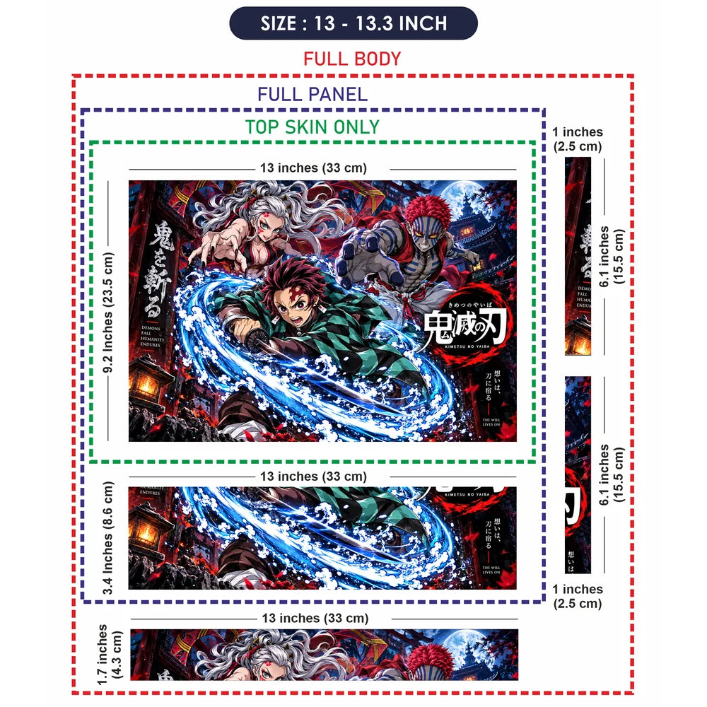 Demon Slayer Water Breathing Clash Laptop Skin - View 6