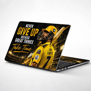 Dhoni Never Give Up CSK Laptop Skin - View 1