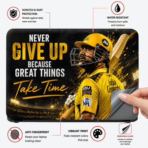 Dhoni Never Give Up CSK Laptop Skin - View 4