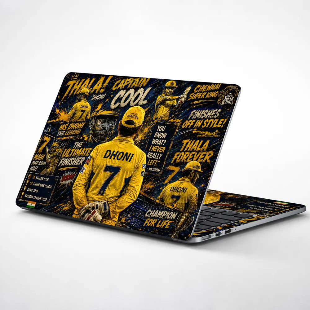 Dhoni Thala Captain Cool CSK Laptop Skin - View 1