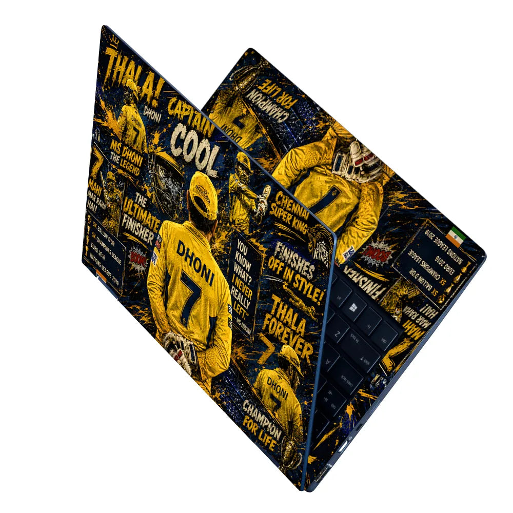 Dhoni Thala Captain Cool CSK Laptop Skin - View 2
