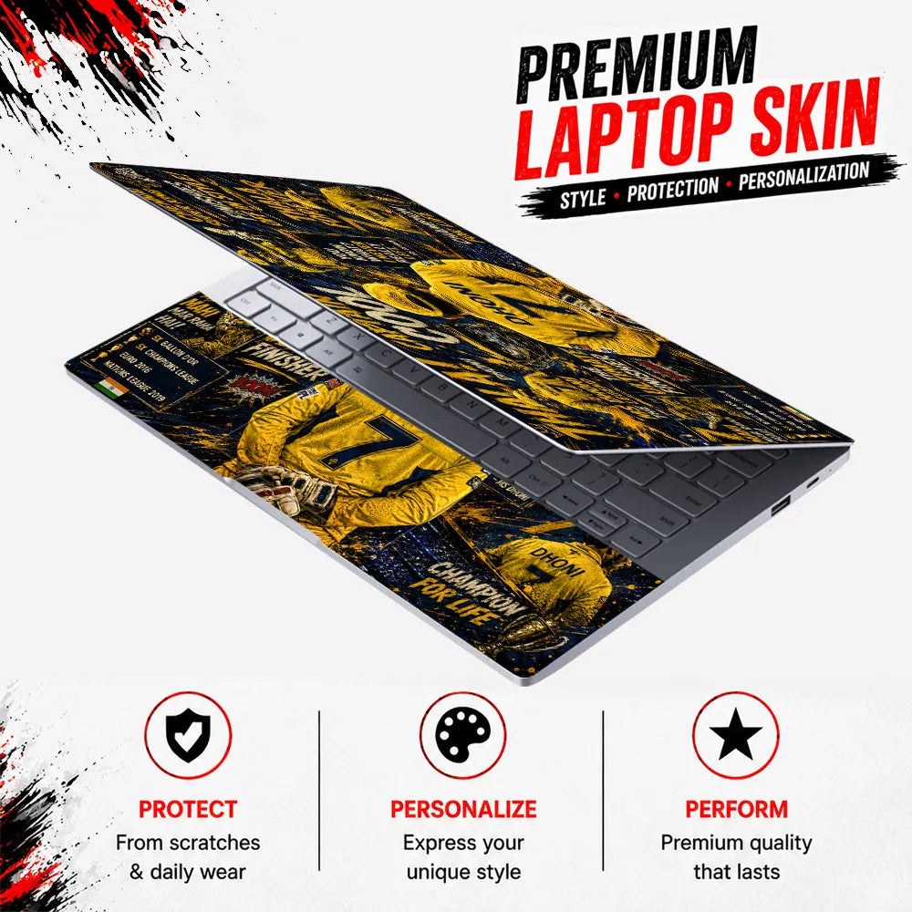 Dhoni Thala Captain Cool CSK Laptop Skin - View 3